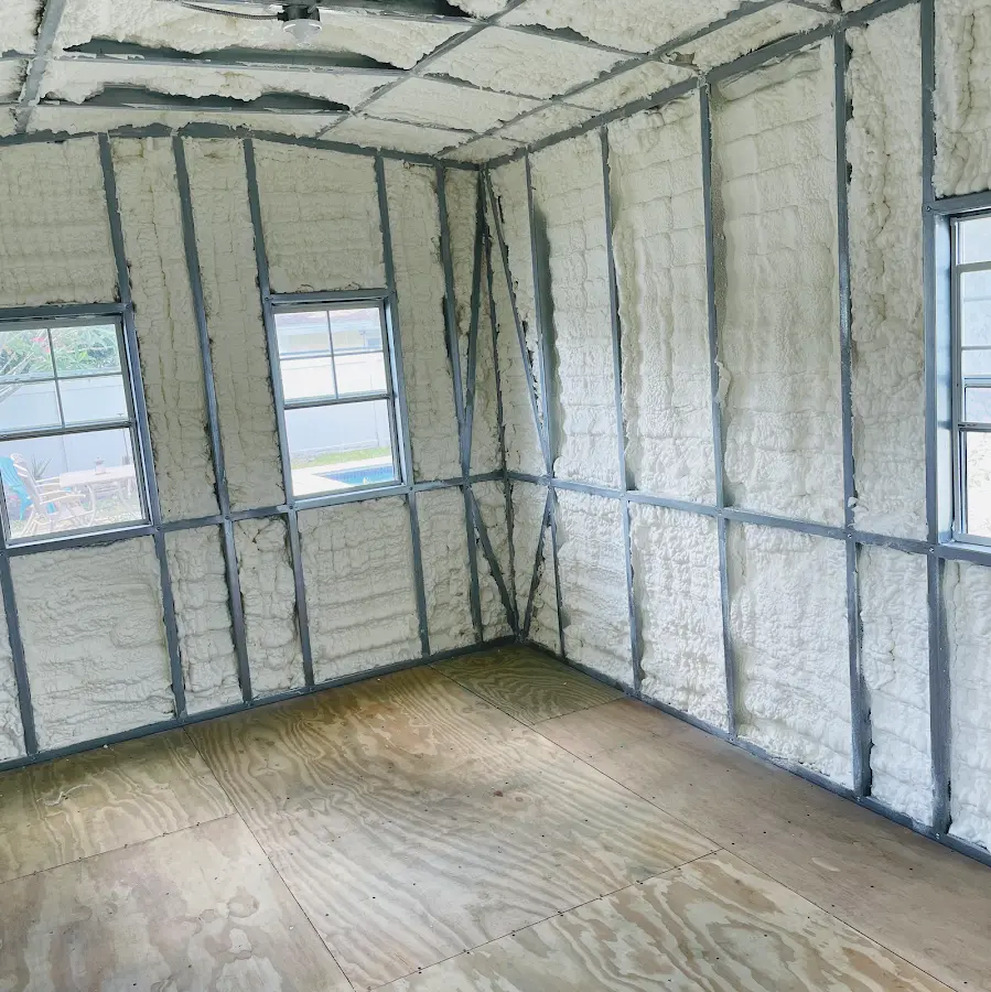 Closed-cell spray foam insulation applied to wall cavities in a residential project in Ewa Gentry